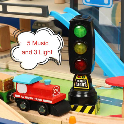 Wooden Magnetic Train Track Railway Set Accessories Traffic Light Scene Rail Transit  Fit For Wood Track Train Educational Toys