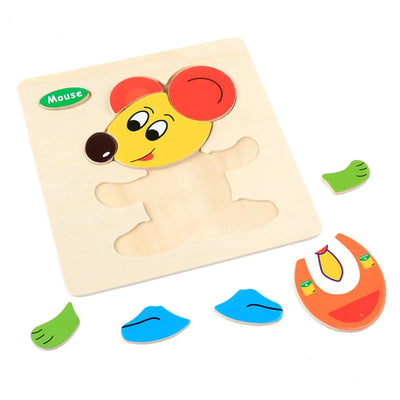 15x15cm Baby Wood Jigsaw Puzzle Board Game Cartoon Animal 3d Puzzle Montessori Educational Learning Wooden Toys for Children