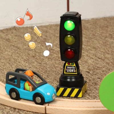 Wooden Magnetic Train Track Railway Set Accessories Traffic Light Scene Rail Transit  Fit For Wood Track Train Educational Toys