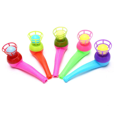 5PCS Fun Games Children Play Toys Blow Pipe & Balls Kid Blowing Toys Gift Plastic Pipe Balls Toy Color Random