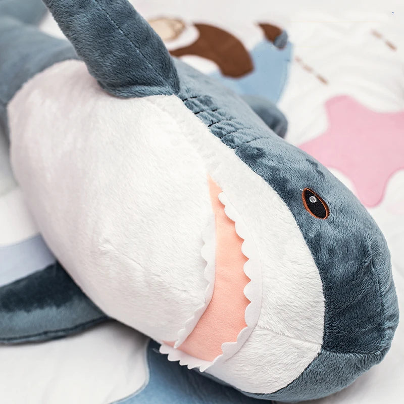 30/45/60/80CM Popular Shark Plush Toys Simulation Shark Dolls Stuffed Soft Animal Reading Pillow Cushion for Baby Kids