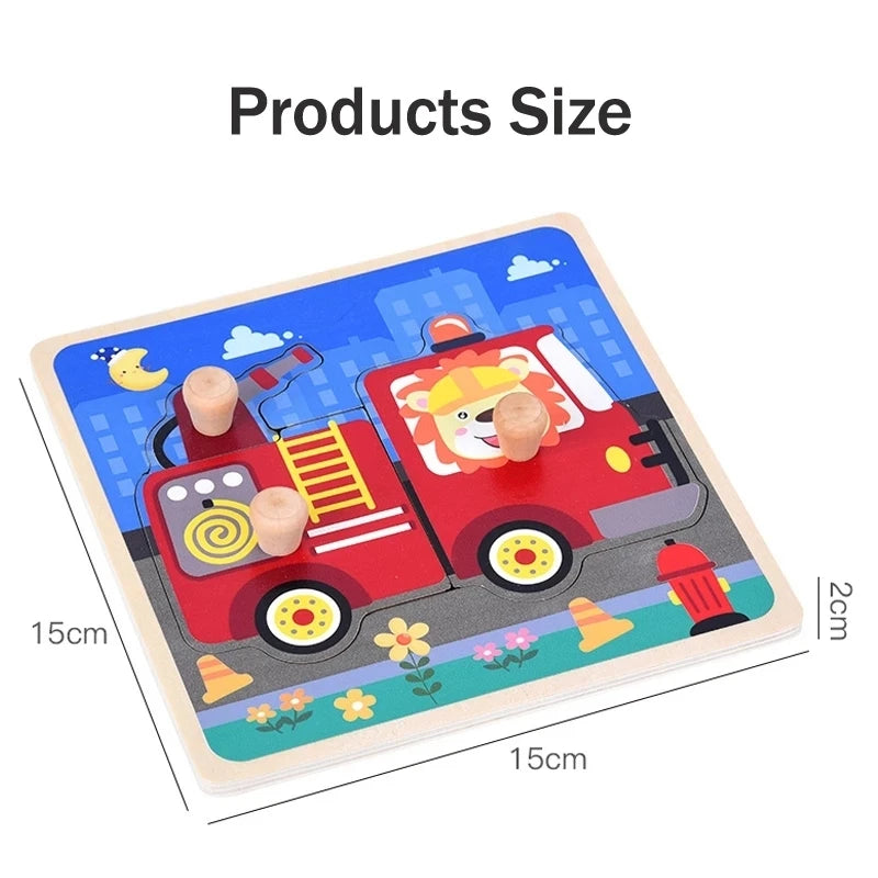 New Montessori Toys Wooden Puzzle Cartoon Vehicle Digital Animal Puzzles Jigsaw Puzzle Board Game Educational Toy for Children