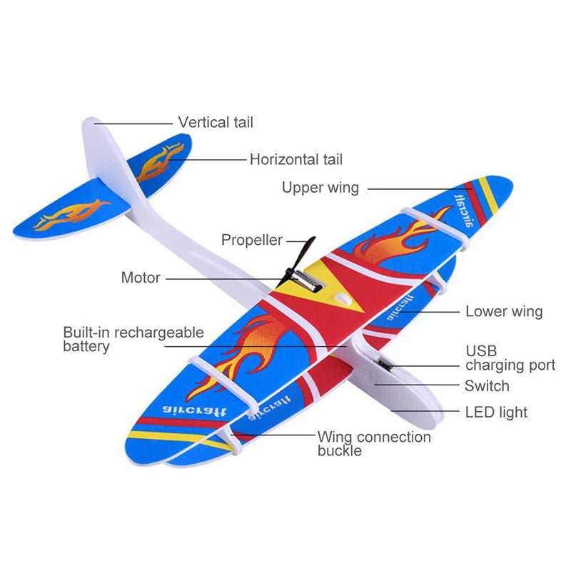 Hand Launch Electric Throwing Foam Glider Plane -Supertoymart