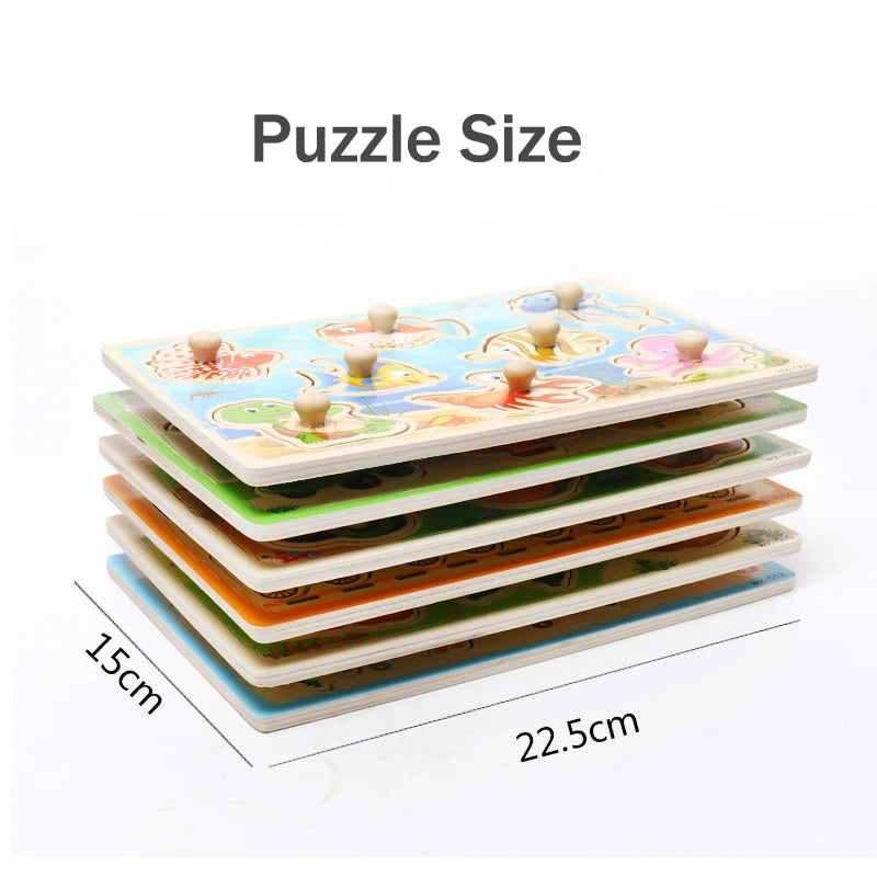 New Montessori Toys Wooden Puzzle Cartoon Vehicle Digital Animal Puzzles Jigsaw Puzzle Board Game Educational Toy for Children