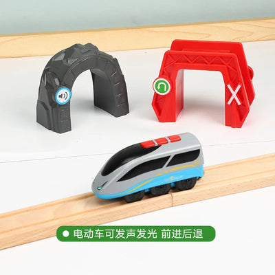 Electric Train Cave Set  Wooden Tracks Toys for Children Gifts-Supertoymart