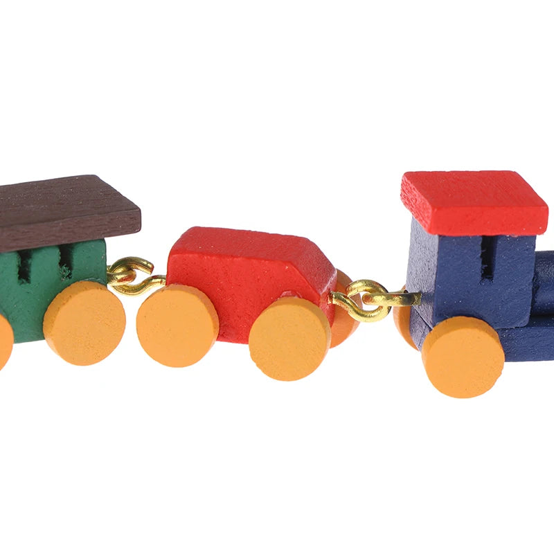 Dollhouse Miniature Cute Wooden Train Doll House Decor Active Toys -Supertoymart