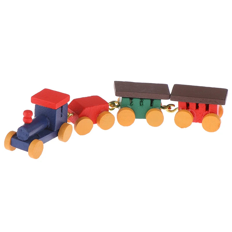 Dollhouse Miniature Cute Wooden Train Doll House Decor Active Toys -Supertoymart