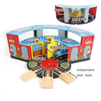 New Wooden Railway Train Track Set Accessoriess Train Station Tunnel Crane Fit All Brands Wood Tracks Educational Toys For Kids