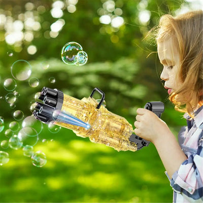 Upgraded Leak-Proof Bubble Machine With LED Light Electric Bubble Blower Summer Outdoors Toy For Toddlers Kids