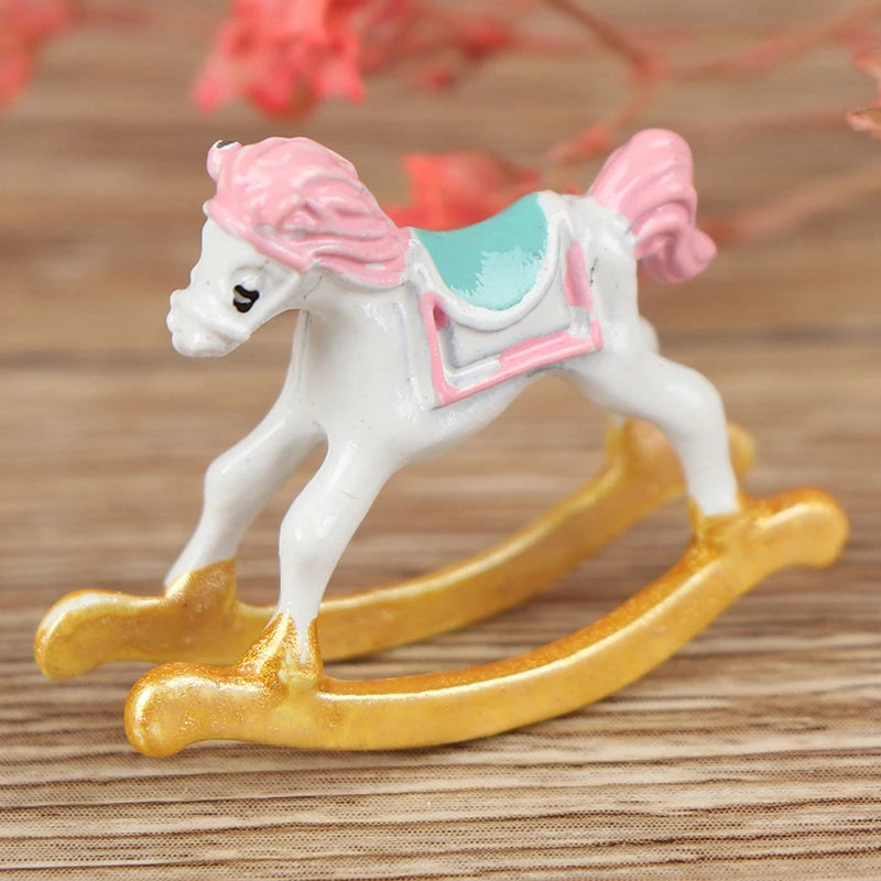 1/12 Dollhouse Miniature Wooden Rocking Horse Chair Nursery Room Furniture Doll House Ornament Accessories Toys for Kids