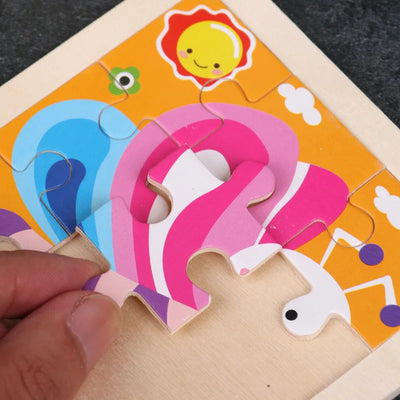 Kids Wooden Toys 3D Jigsaw Puzzle Small Size Cartoon Animal Traffic Tangram Wood Puzzle Educational Toys for Children Gift