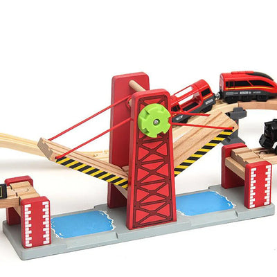 Wooden Train Track Bridge Beech Wooden Railway Set Accessories Fit for All Brands Wood Tracks Pieces Educational Toys For Kids