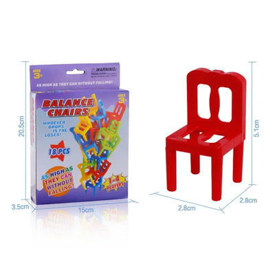 16pcs Mini Chair Balance Blocks Toys Plastic Assembly Blocks Stacking Chairs Kids Educational Family Game Balancing Training Toy