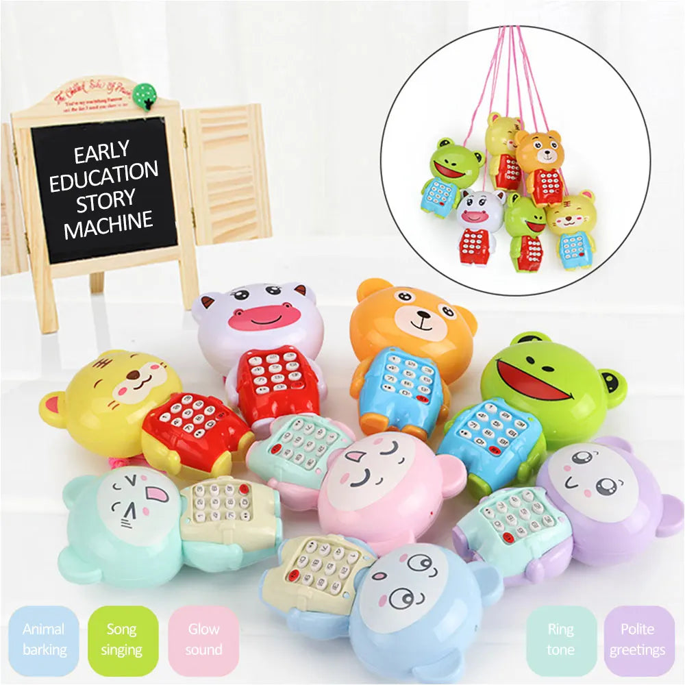 Electronic Toy Musical Phone Mini Cute Children Phone Toy Early Education Cartoon Mobile Phone Telephone Cellphone Baby Toys