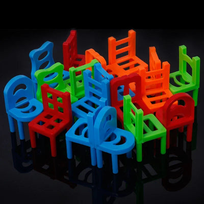 16pcs Mini Chair Balance Blocks Toys Plastic Assembly Blocks Stacking Chairs Kids Educational Family Game Balancing Training Toy