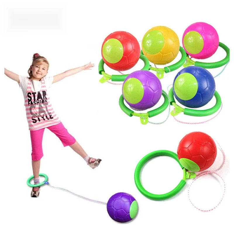 2pcs random color Bounce ball Kids outdoor single leg swing Classical skip jump ball interaction playground balance training toy