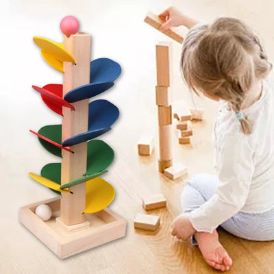 1Set Interactive Wooden Tree Stacking Block Toy Stimulation Blocks Tumble Game Stacking Block Wooden Block Ball Game E65D