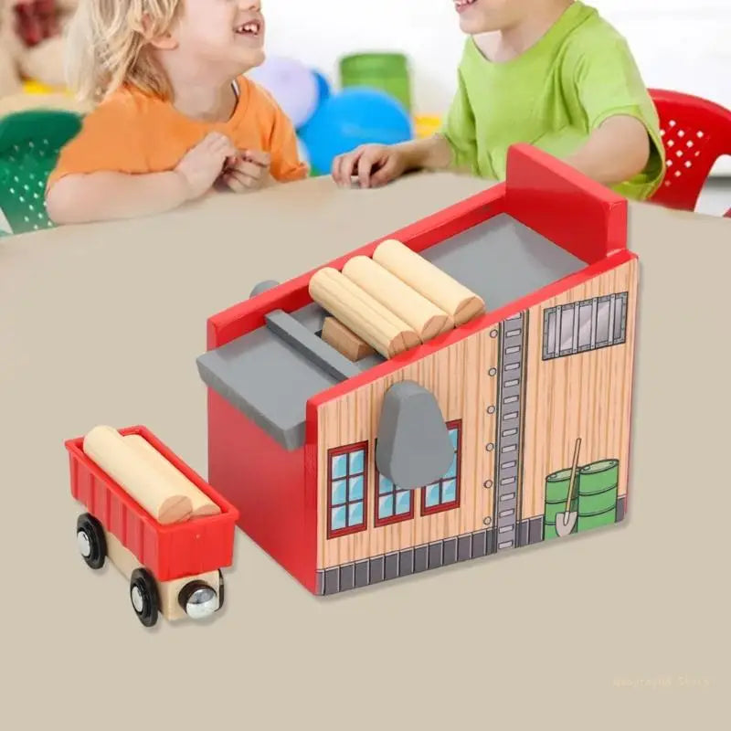 Y4UD Wooden Logging Machine Train Set for Kids Safe Toy (Ages 3 6) Indoor Use