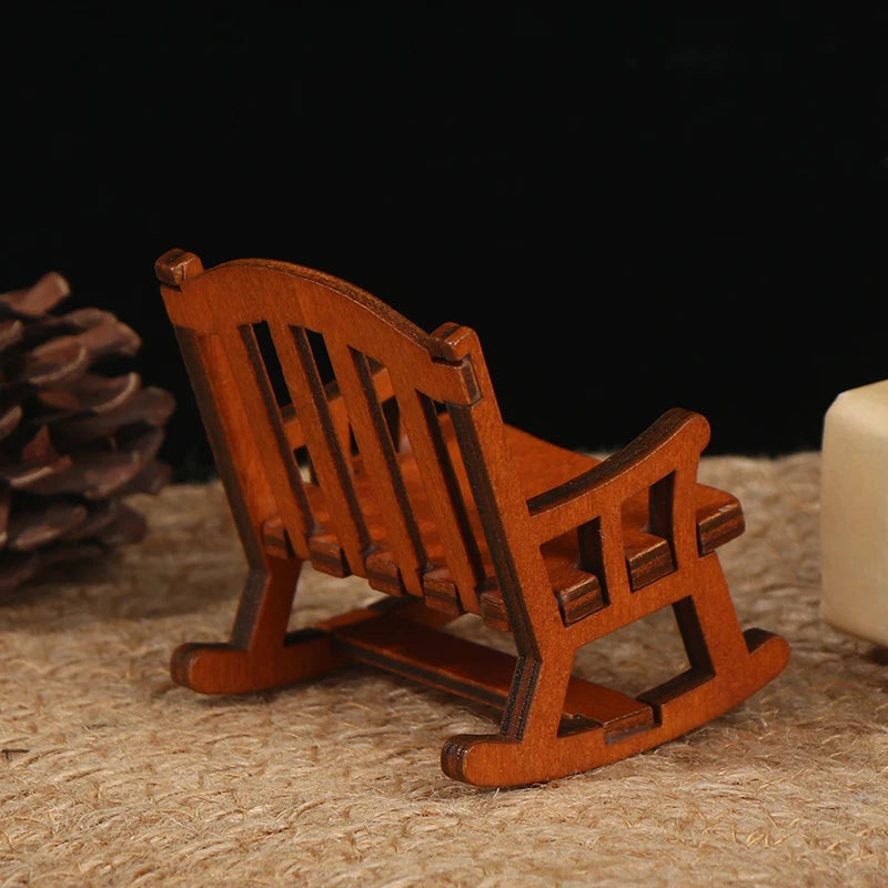 1pcs 1:12 Scale Dollhouse Miniature Furniture Wooden Rocking Chair Seat For Dolls House Accessories Decor Toys