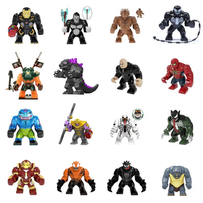 Disney Wolverine Super Iron Man Heroes Hulk Thanos Spider Anime Big Figure Building Blocks Venom Action Toys For Children Gift