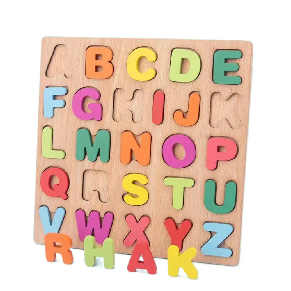 Wooden Preschool Kindergarten Alphabet Number Educational Toy Children Jigsaw Toys Building Block Matching