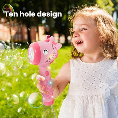 Electric Bubble Machine Toddlers Bubble Machine Cartoon Electric Giraffe Bubble Maker Wand with Light Handheld for Boys