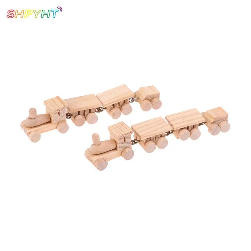 1Pcs 1:12 Mini Train Dollhouse Cute Wooden Train Set Locomotive Compartment Carriages Toy Play Doll House Decor Miniature Toys