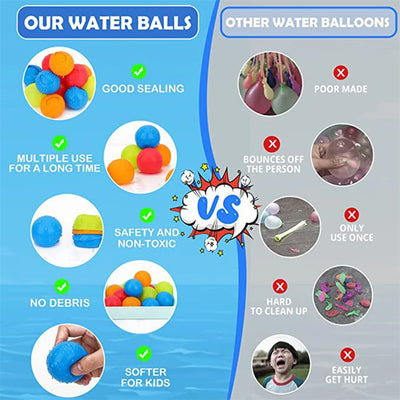 60MM Water Balloons Pool Party Splash Balls Reusable Water Bomb Absorbent Ball Outdoor Beach Play Toy Favors Water Fight Games