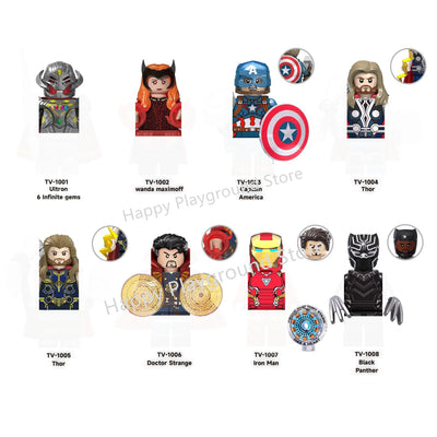 Marvel Superhero Anime Spiderman Deadpool Black Panther Bricks Action MINI Figures Building Blocks Minifigures Toy Christmas Kid