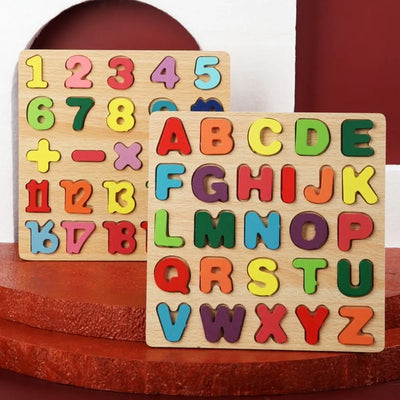 Wooden Preschool Kindergarten Alphabet Number Educational Toy Children Jigsaw Toys Building Block Matching