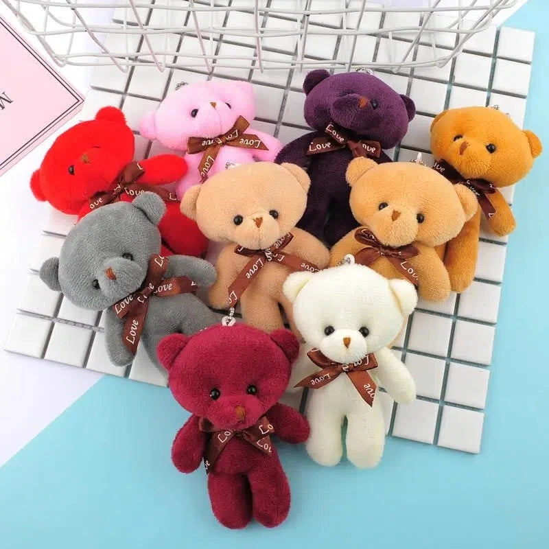 12cm Teddy Bear Doll Cute Animal Bear Plush Toy For Girl Kawaii Mini Stuffed Doll Keychain Bag Pendent Children Party Small Gift