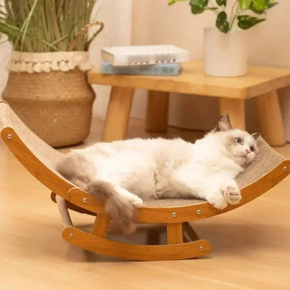 Wooden Toy & Cat Rocking Scratch Board & Corrugated Paper Bed - Supertoymart