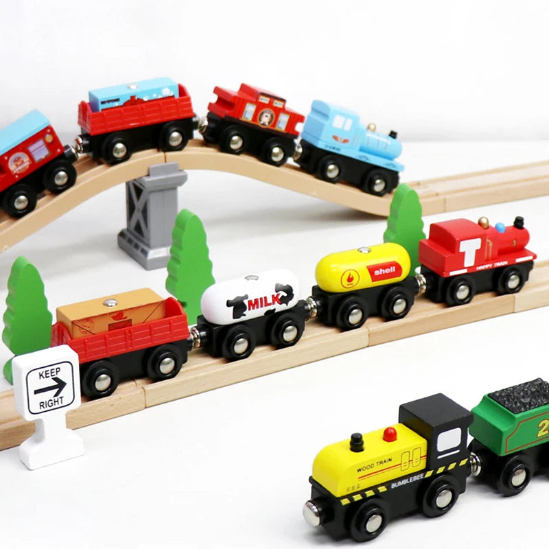 Wooden Train Track Car Magnetic Train-Supertoymart