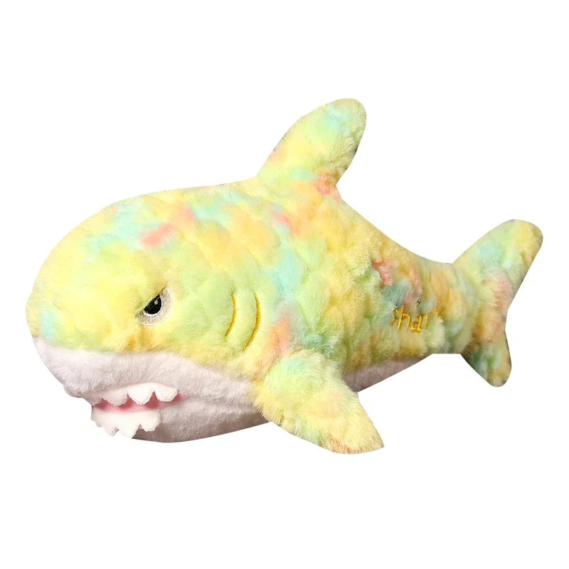 Kawaii Soft Colorful Shark Plush Toys Stuffed Fluffly Animal Plushie Throw Pillow Babys Appease Doll Sofa Cushion for Girl Gifts