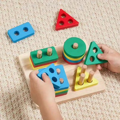 Kids Wooden Toys Intelligence Develop Montessori Toys Stacking Kids 3D Wooden Puzzle Educational Toys For Children New Year Gift