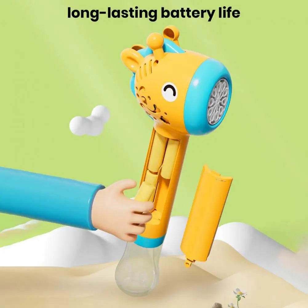 Electric Bubble Machine Toddlers Bubble Machine Cartoon Electric Giraffe Bubble Maker Wand with Light Handheld for Boys