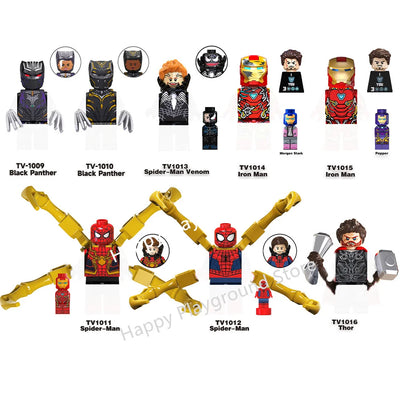 Marvel Superhero Anime Spiderman Deadpool Black Panther Bricks Action MINI Figures Building Blocks Minifigures Toy Christmas Kid