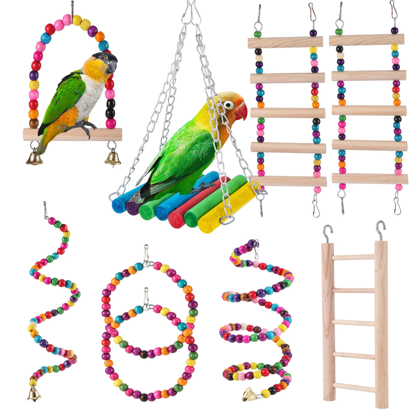 1 Pc Bird Toy Set Rocking Chewing Training Combination Toy Bird Cage Parrot Hanging Hammock Parrot Cage Toy Ladder Pet Supplies