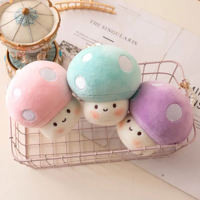 Cartoon Mushroom Doll Keychain Cute Stuffed Plush Toys Car Key Ring Bag Pendant Men Women Christmas Key Chain Creative Gift