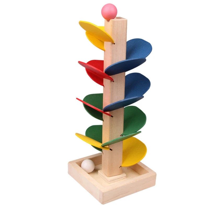 1Set Interactive Wooden Tree Stacking Block Toy Stimulation Blocks Tumble Game Stacking Block Wooden Block Ball Game E65D