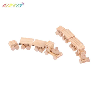 1Pcs 1:12 Mini Train Dollhouse Cute Wooden Train Set Locomotive Compartment Carriages Toy Play Doll House Decor Miniature Toys