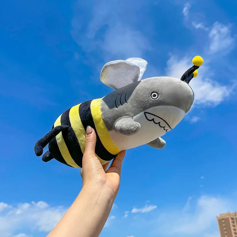 35cm Funny Shark & Bee Plush Toy Stuffed Soft Shark Bee Doll Throw Pillow Cushion Kids Toys Birthday Christmas Gift