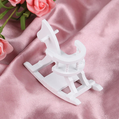 1/12 Dollhouse Miniature White Wooden Rocking Horse Chair Nursery Room Furniture Toys Doll House Ornament Accessories