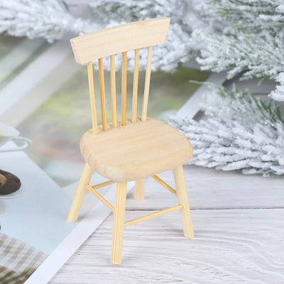 Dollhouse Miniature & Wooden Rocking Armchair & Stool - Supertoymart