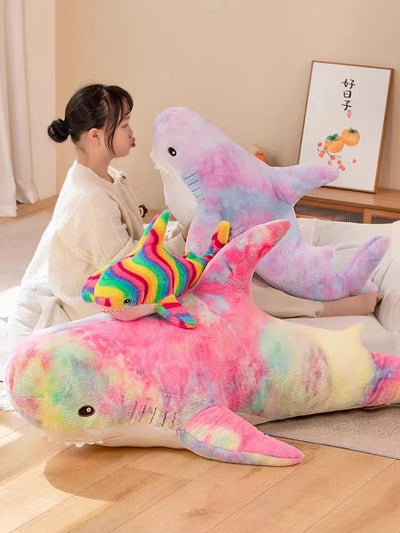 140cm Giant Cute Shark Plush Toy Soft Stuffed Speelgoed Animal Reading Pillow for Birthday Gifts Cushion Doll Gift For Boy Girl