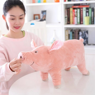 New 25CM Plush Toys Cartoon Pig Shaped Doll Throw Pillow Stuffed Toys Nice Gift For Kids Adults Lovely Dark Pink Hot Sale