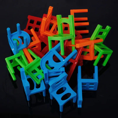 16pcs Mini Chair Balance Blocks Toys Plastic Assembly Blocks Stacking Chairs Kids Educational Family Game Balancing Training Toy