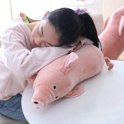 New 25CM Plush Toys Cartoon Pig Shaped Doll Throw Pillow Stuffed Toys Nice Gift For Kids Adults Lovely Dark Pink Hot Sale