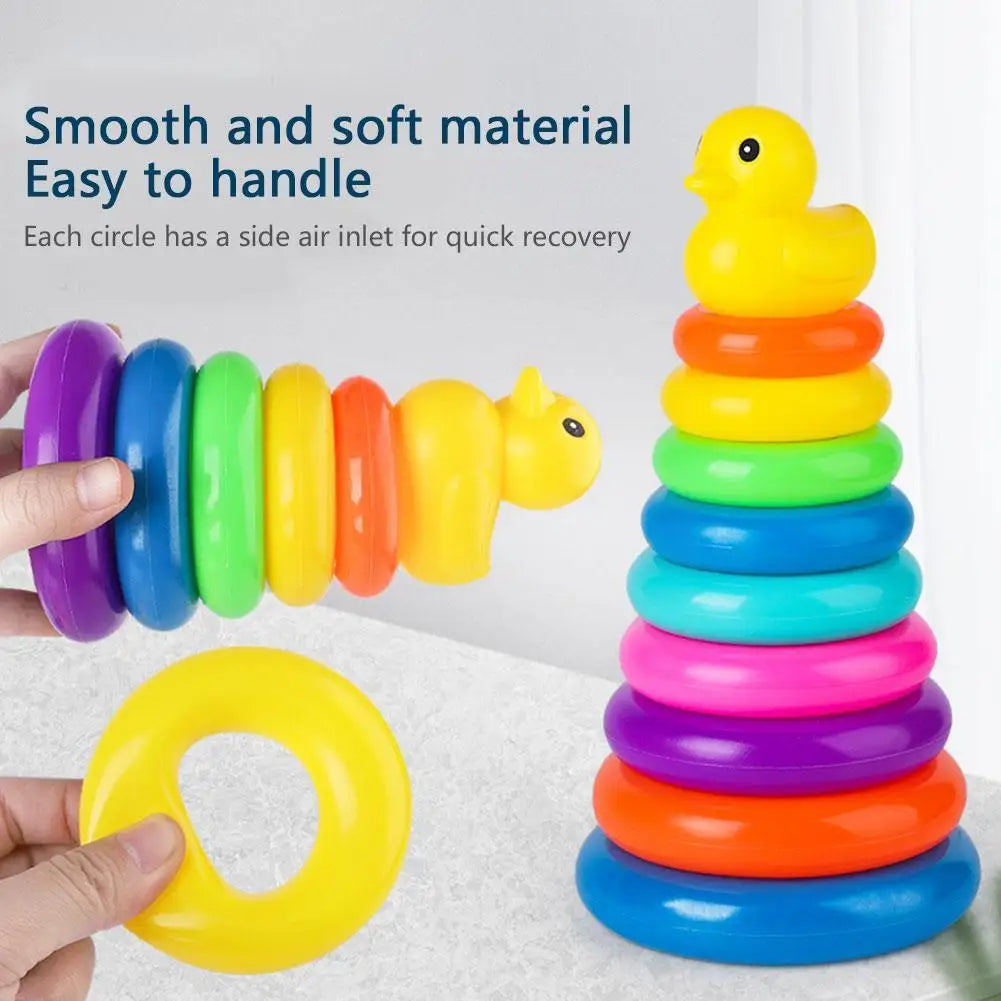 Animal Rainbow Stacking Ring Tower Stapelring Kids Montessori Toys Early Education Teaching Aids Wood Baby Toys Gift Stack Rings