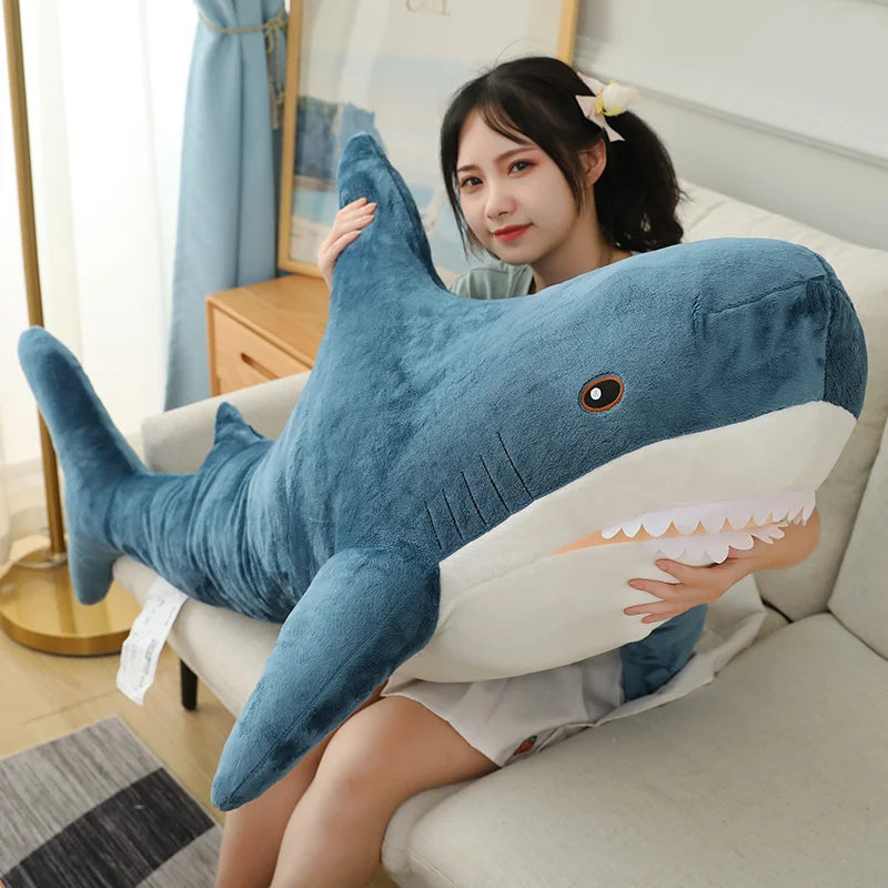 15-140cm Simulation Great Plush Toys Cute Big Shark Whale Sofa Stuffed Pillow Soft Animals Plushie Birthday Gift for Kids